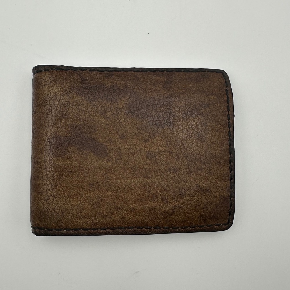 Forge Wallet‎ European Made Genuine Leather Pebbled Brown Bifold ID Window Mens